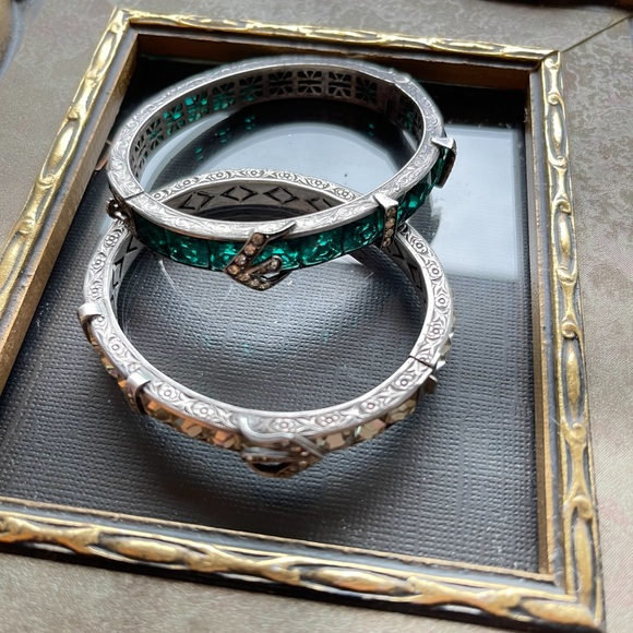 1 VTG art deco sterling bracelet …choose either Green or clear🤷🏽♀️ - Picture 2 of 6